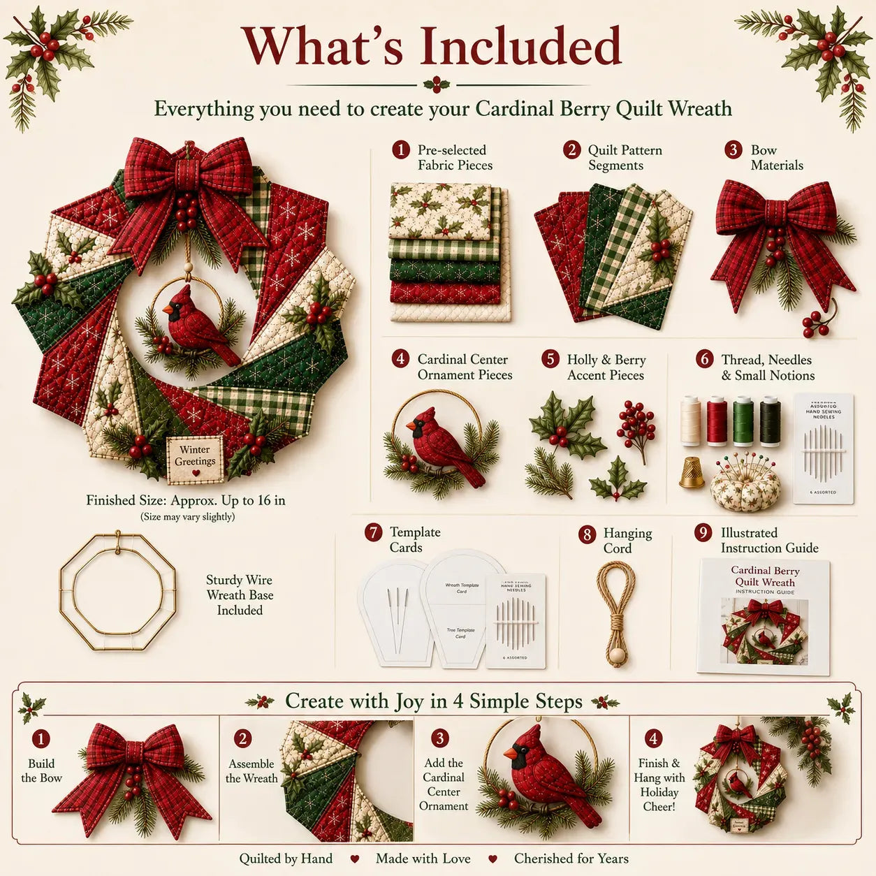 Beginner-Friendly DIY Christmas Fabric Wreath Kit Collection