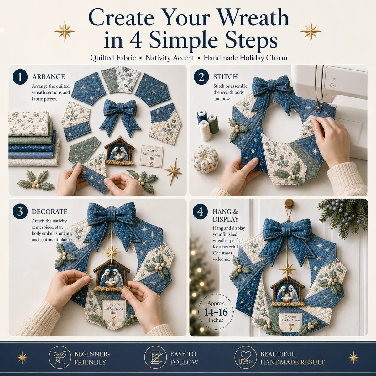 Beginner-Friendly DIY Christmas Fabric Wreath Kit Collection