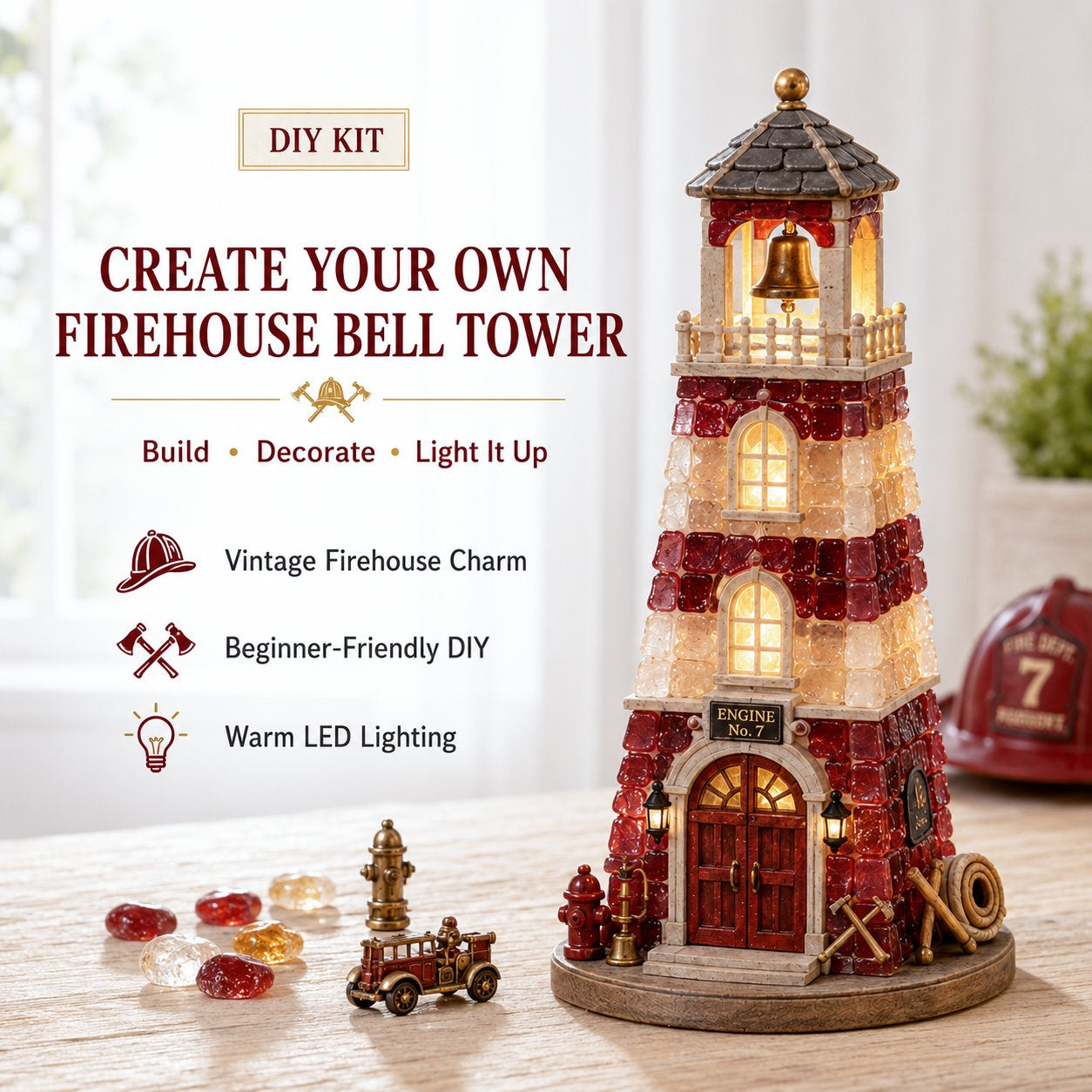 Beginner-Friendly Vintage Firehouse Mosaic Light DIY Kit Collection