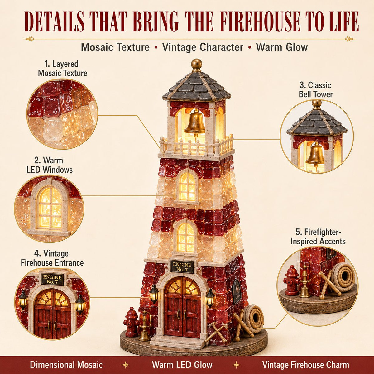 Beginner-Friendly Vintage Firehouse Mosaic Light DIY Kit Collection