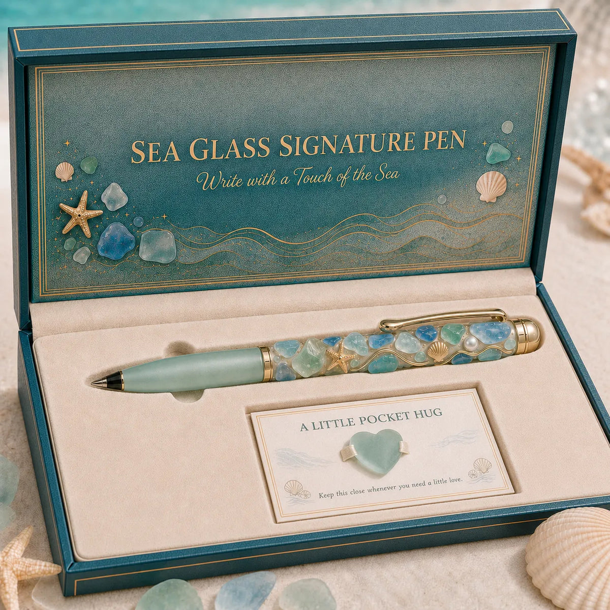 Sea Glass Signature Pen & Pocket Hug