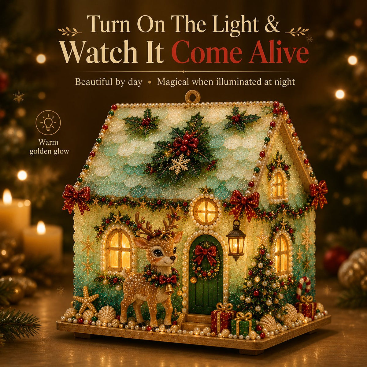DIY Glowing Coastal Glass-Style Christmas Cottage Kit Collection