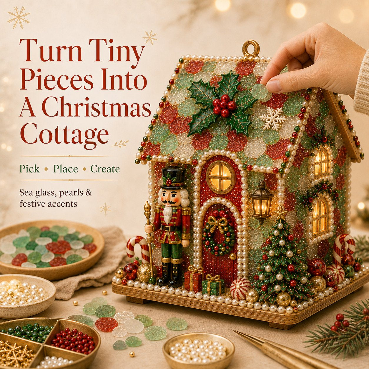 DIY Glowing Coastal Glass-Style Christmas Cottage Kit Collection