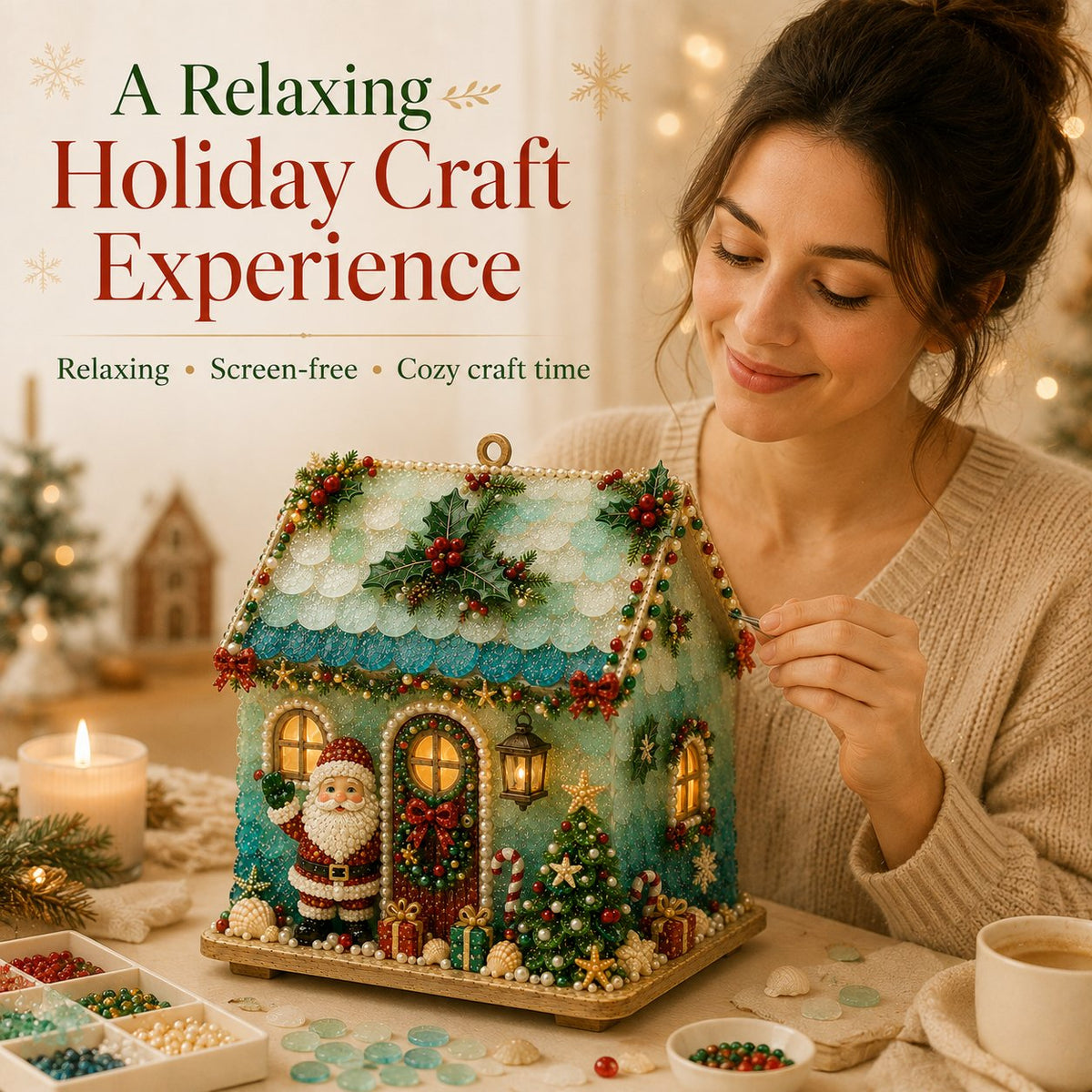 DIY Glowing Coastal Glass-Style Christmas Cottage Kit Collection