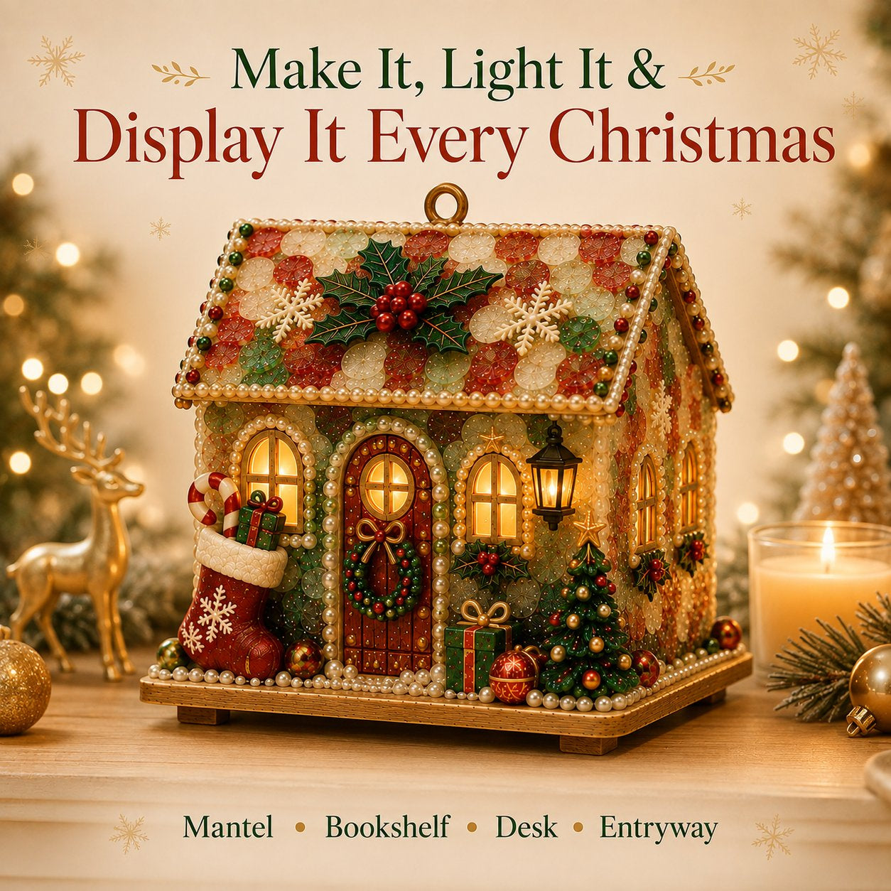 DIY Glowing Coastal Glass-Style Christmas Cottage Kit Collection