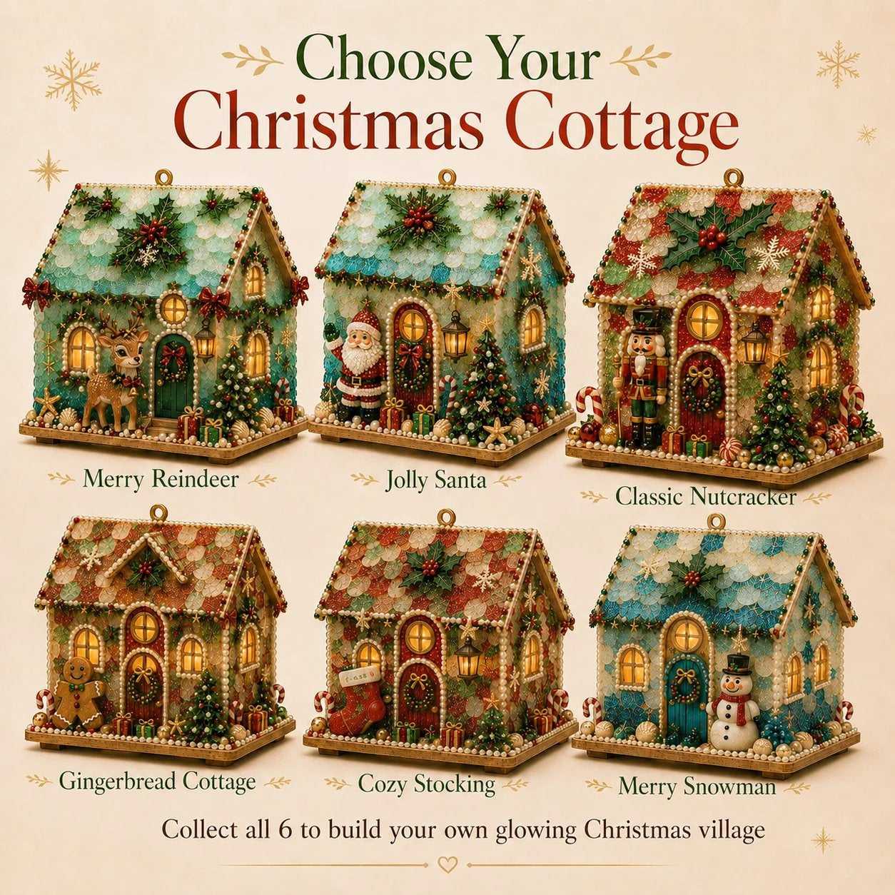 DIY Glowing Coastal Glass-Style Christmas Cottage Kit Collection