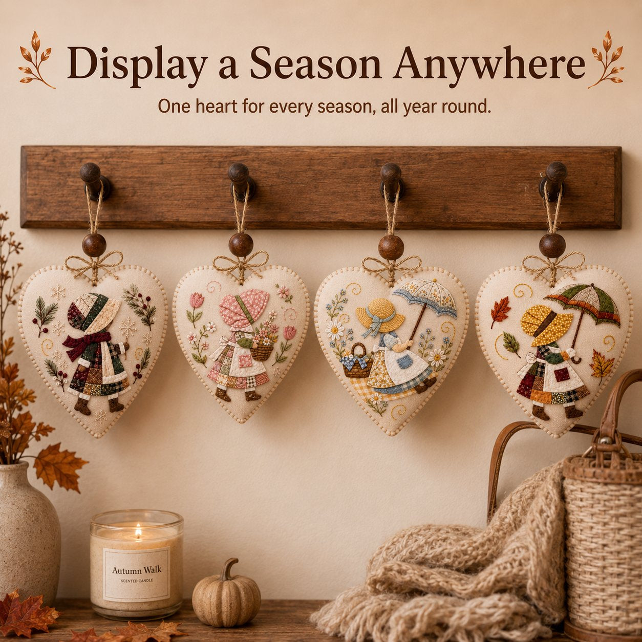 Stitched Seasons 3D Patchwork Heart Ornament DIY Kit