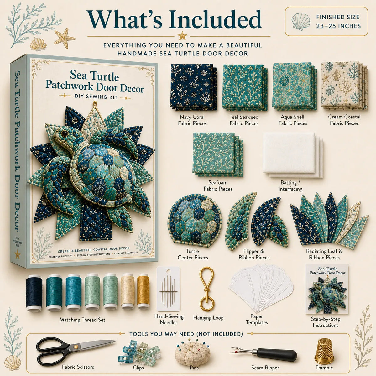Coastal Quilted Ocean Wreath DIY Sewing Kit