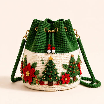 Christmas Crochet Bucket Crossbody Bag