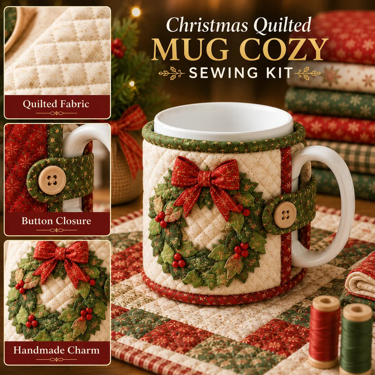Christmas Quilted Mug Cozy Sewing Kit