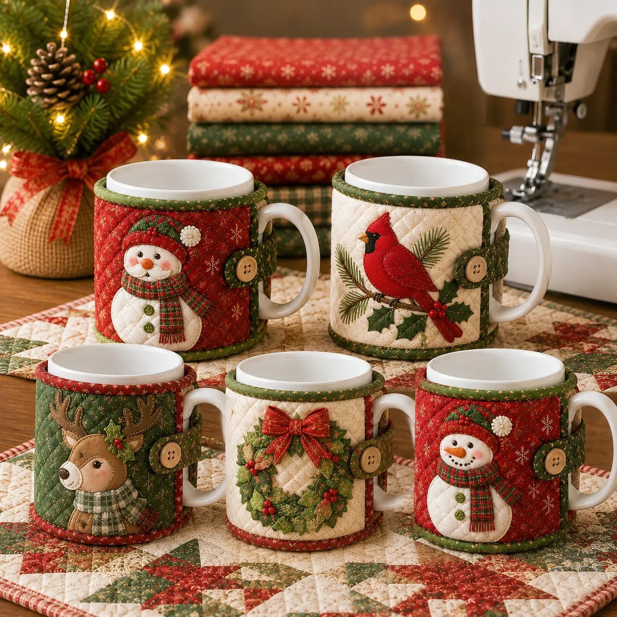 Christmas Quilted Mug Cozy Sewing Kit
