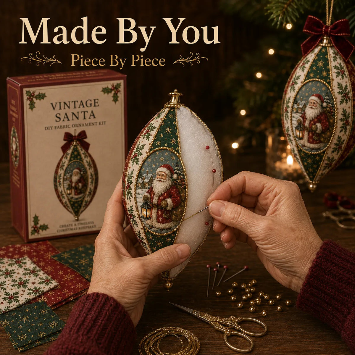 Vintage Christmas Fabric Ornament DIY Kit