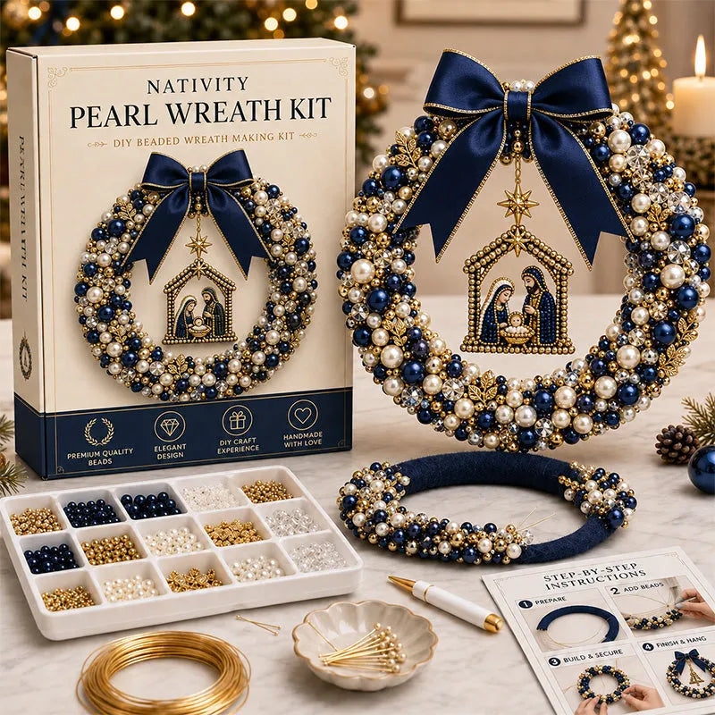DIY Christmas Pearl Wreath Kit – Handmade Beaded Holiday Door Decor