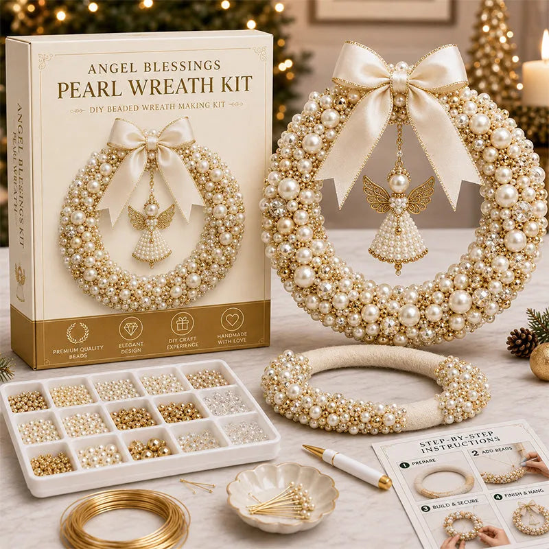 DIY Christmas Pearl Wreath Kit – Handmade Beaded Holiday Door Decor