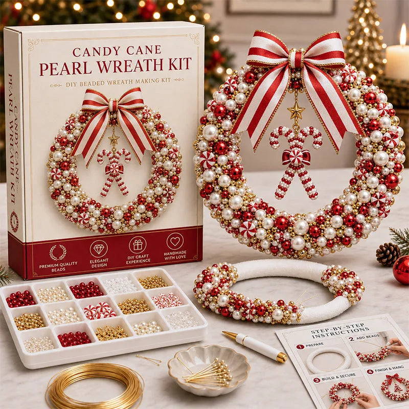 DIY Christmas Pearl Wreath Kit – Handmade Beaded Holiday Door Decor