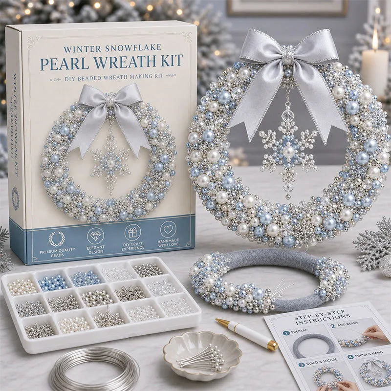 DIY Christmas Pearl Wreath Kit – Handmade Beaded Holiday Door Decor