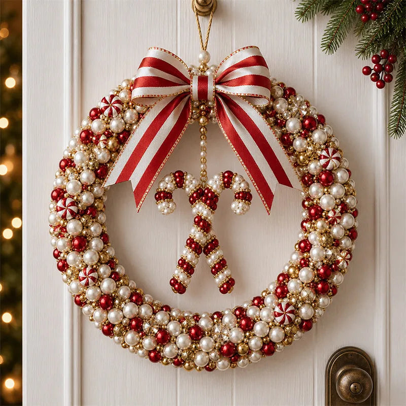 DIY Christmas Pearl Wreath Kit – Handmade Beaded Holiday Door Decor