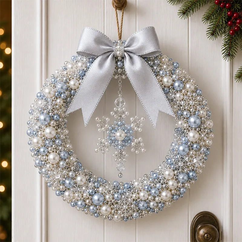DIY Christmas Pearl Wreath Kit – Handmade Beaded Holiday Door Decor