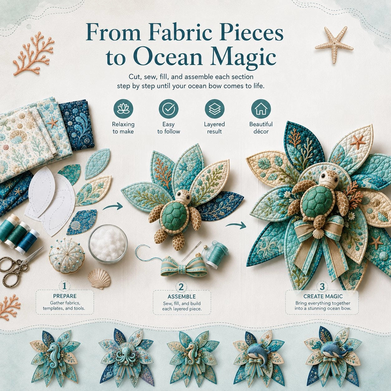DIY Ocean Animal Quilted Bow Kit