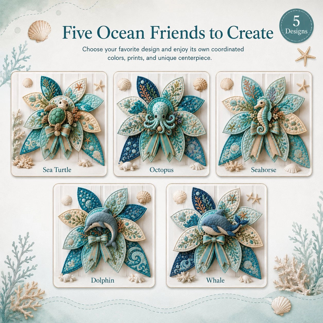 DIY Ocean Animal Quilted Bow Kit
