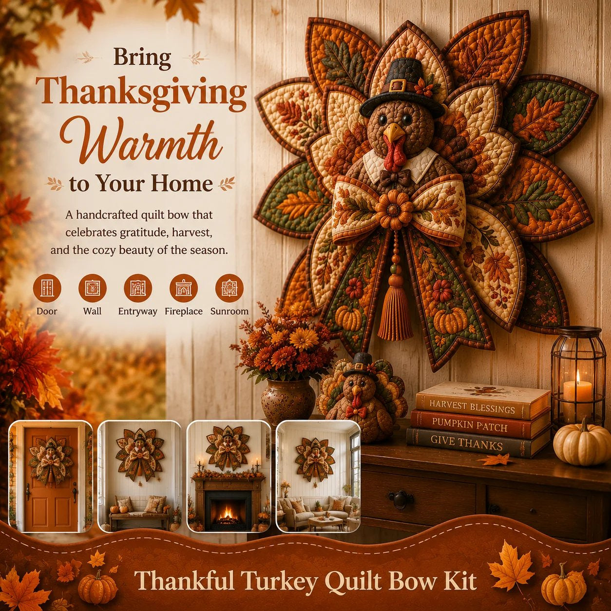 Thanksgiving Quilt Bow DIY Sewing Kit