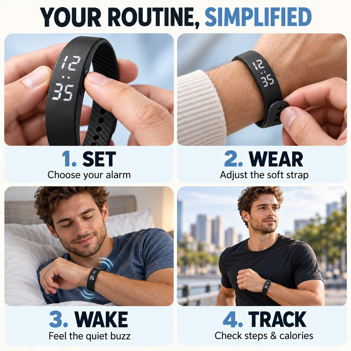 Silent Vibrating Alarm Wristband