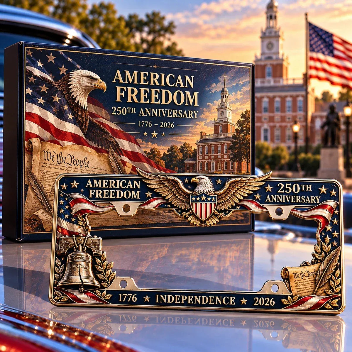 America 250th Anniversary Metal License Plate Frame