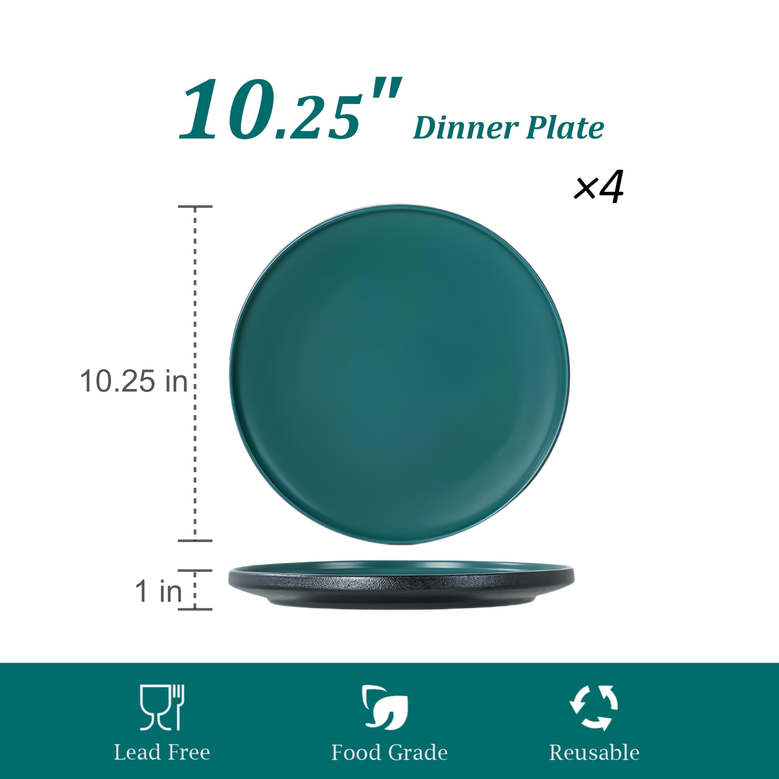 8" Ceramic Salad & Dessert Plates Set of 4 – Modern Green Stoneware