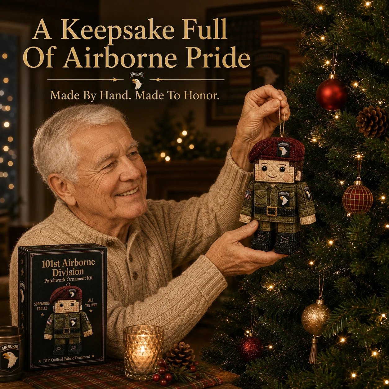 U.S. Army Airborne Paratrooper Patchwork Ornament DIY Kit