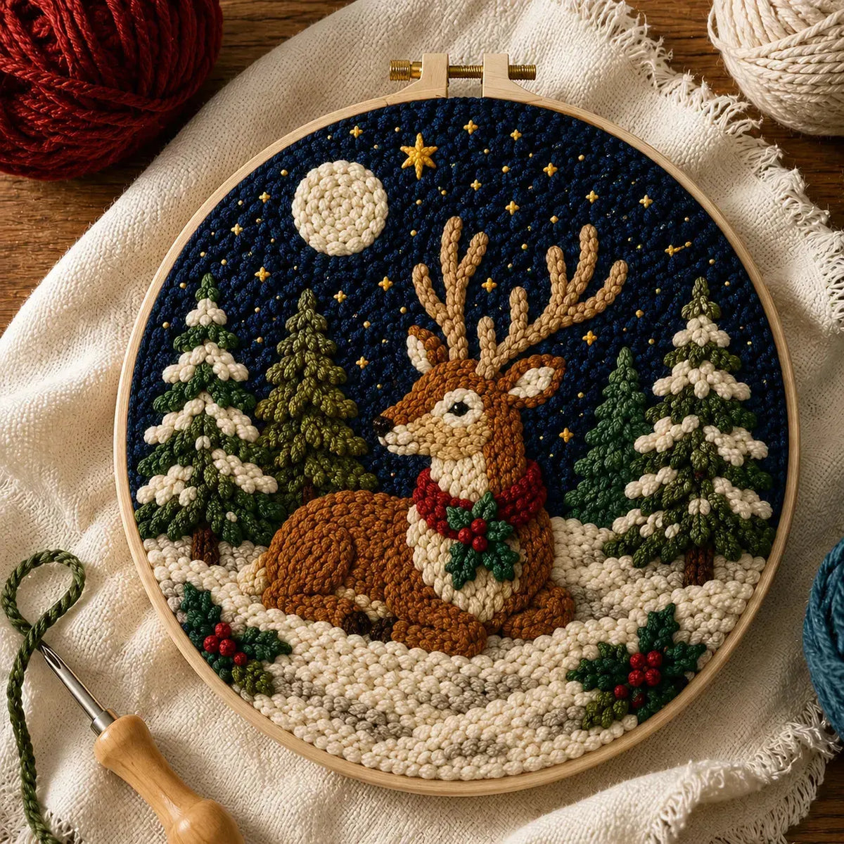 Beginner-Friendly Christmas Punch Needle DIY Kit