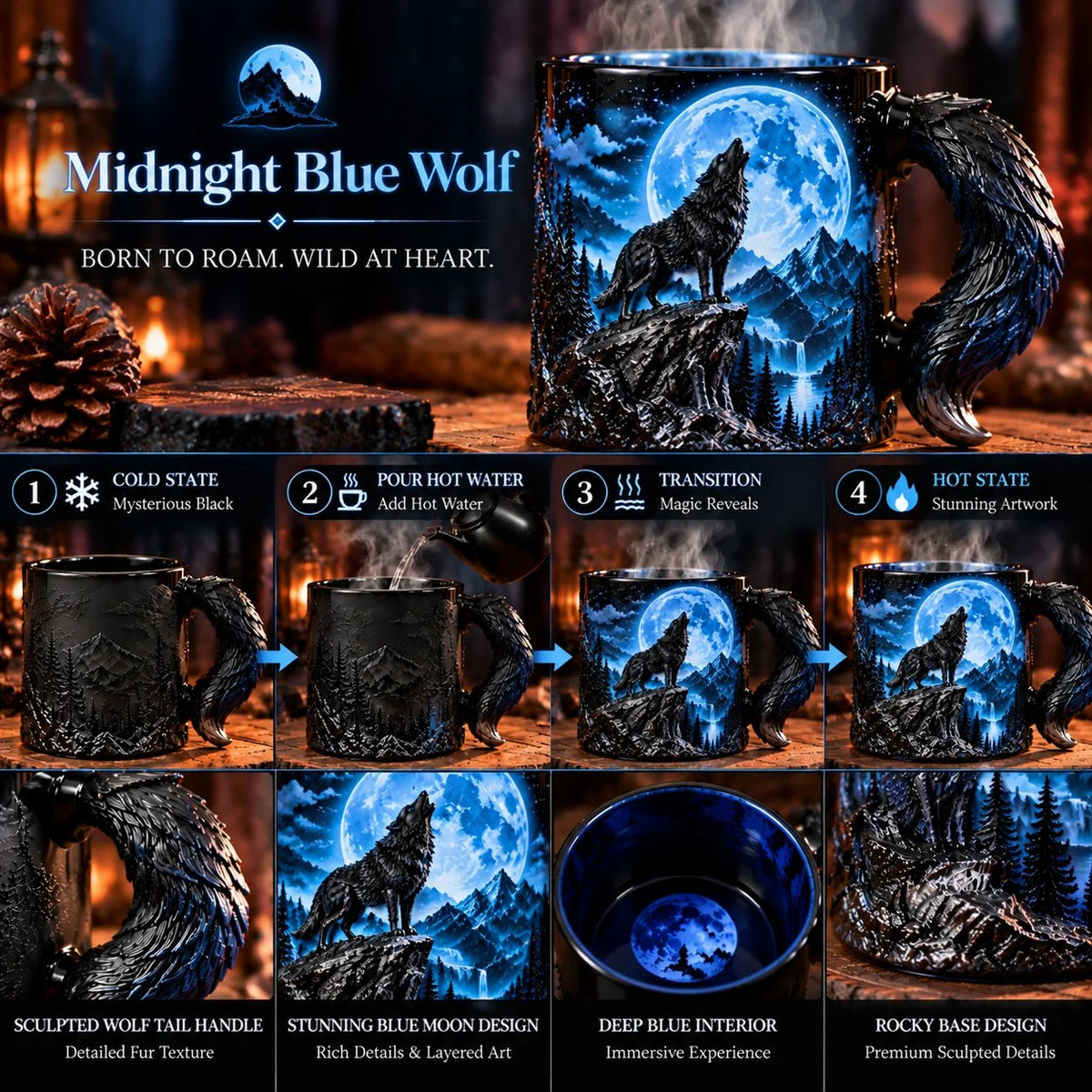 The Eternal Howl Collection — Heat-Changing Wolf Mug
