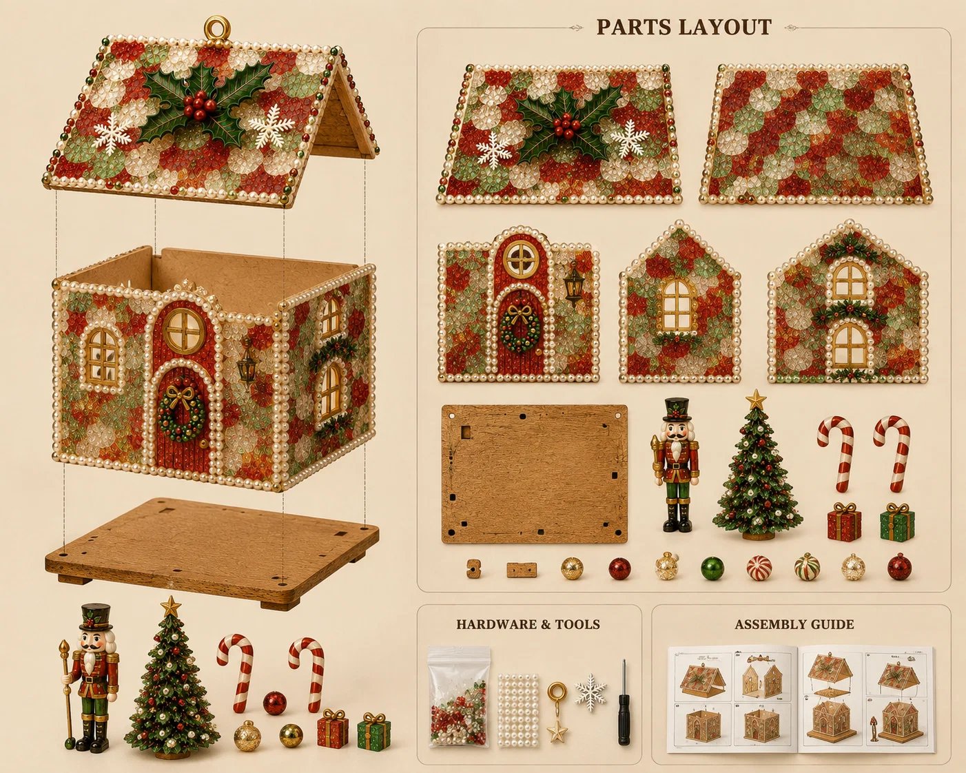 DIY Glowing Coastal Glass-Style Christmas Cottage Kit Collection