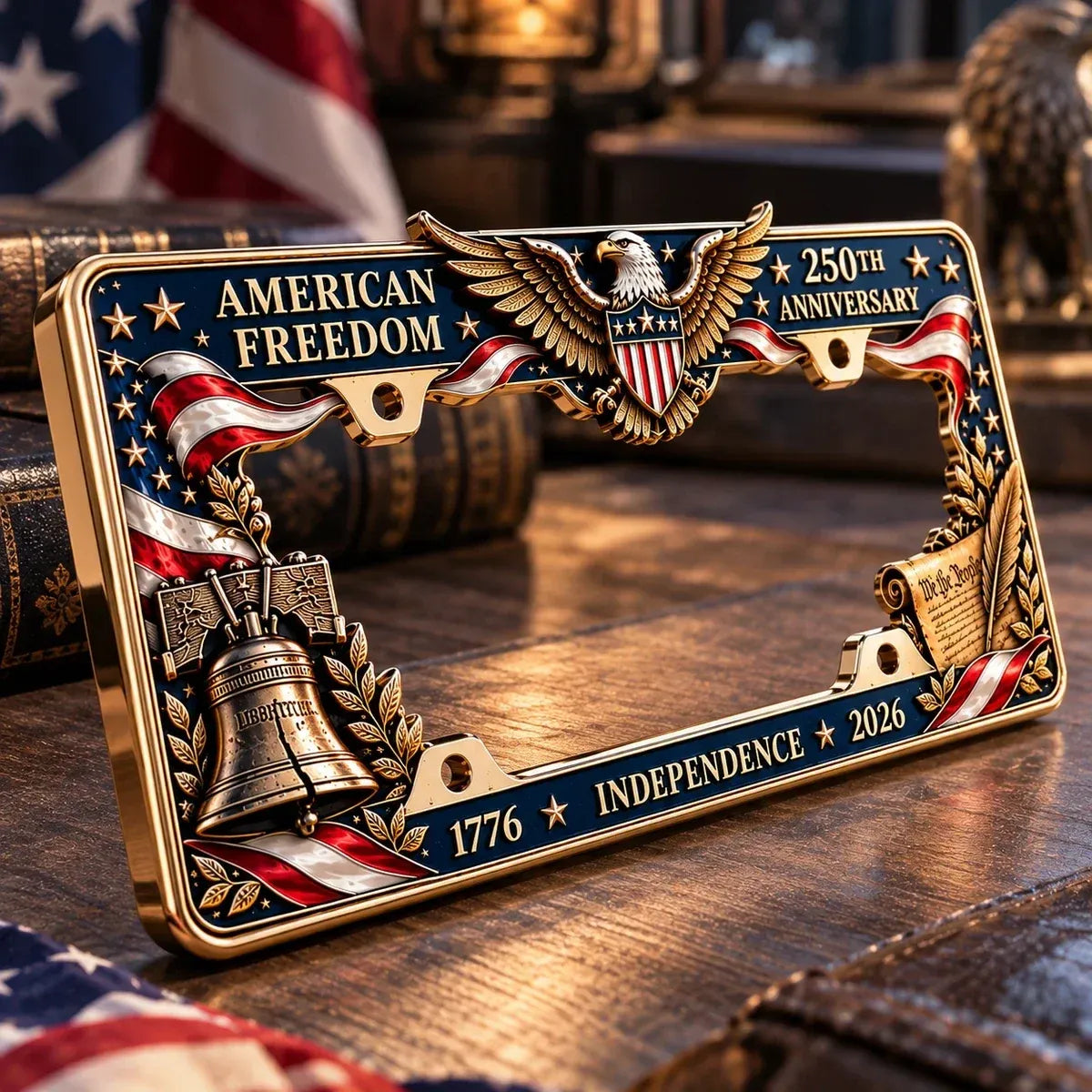 America 250th Anniversary Metal License Plate Frame
