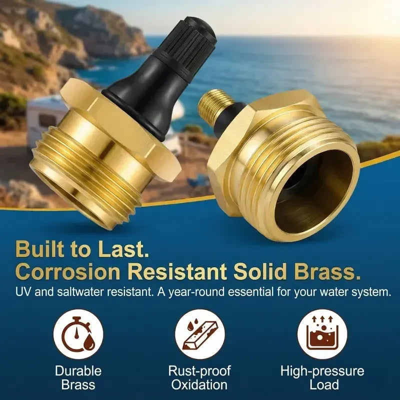 2-Pcs Brass RV Blow Out Plugs with Drain Valve