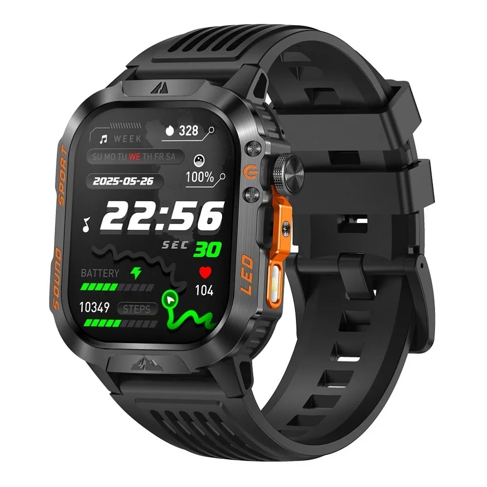 Outdoor-Inspired Smartwatch with Flashlight & Calling