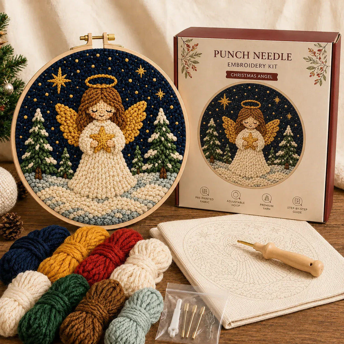 Beginner-Friendly Christmas Punch Needle DIY Kit