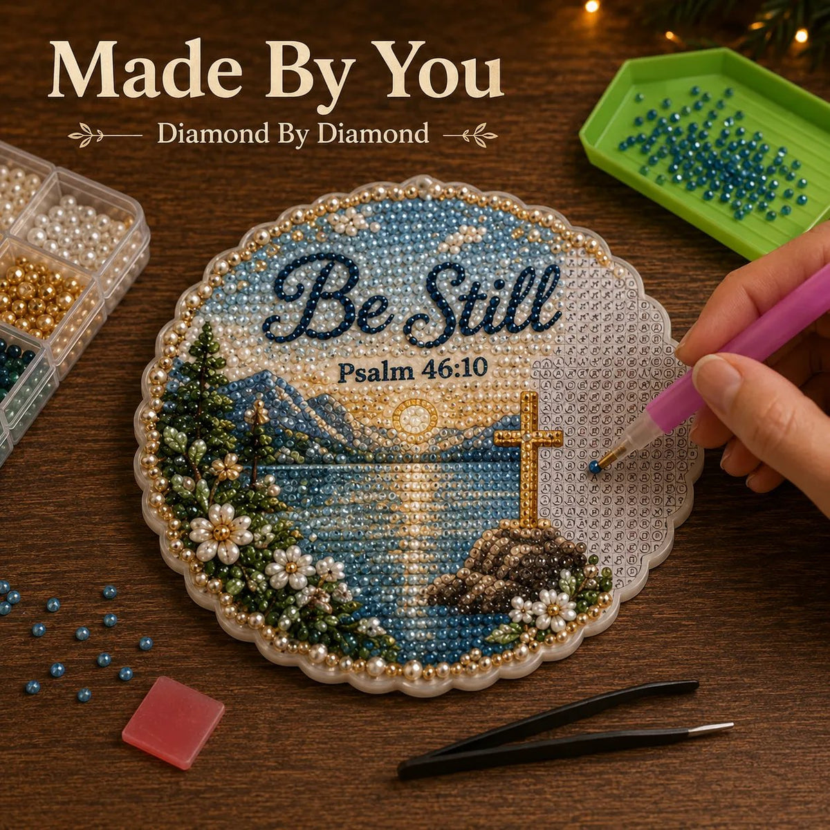 Beginner-Friendly Scripture Pearl Diamond Art Ornament DIY Kit