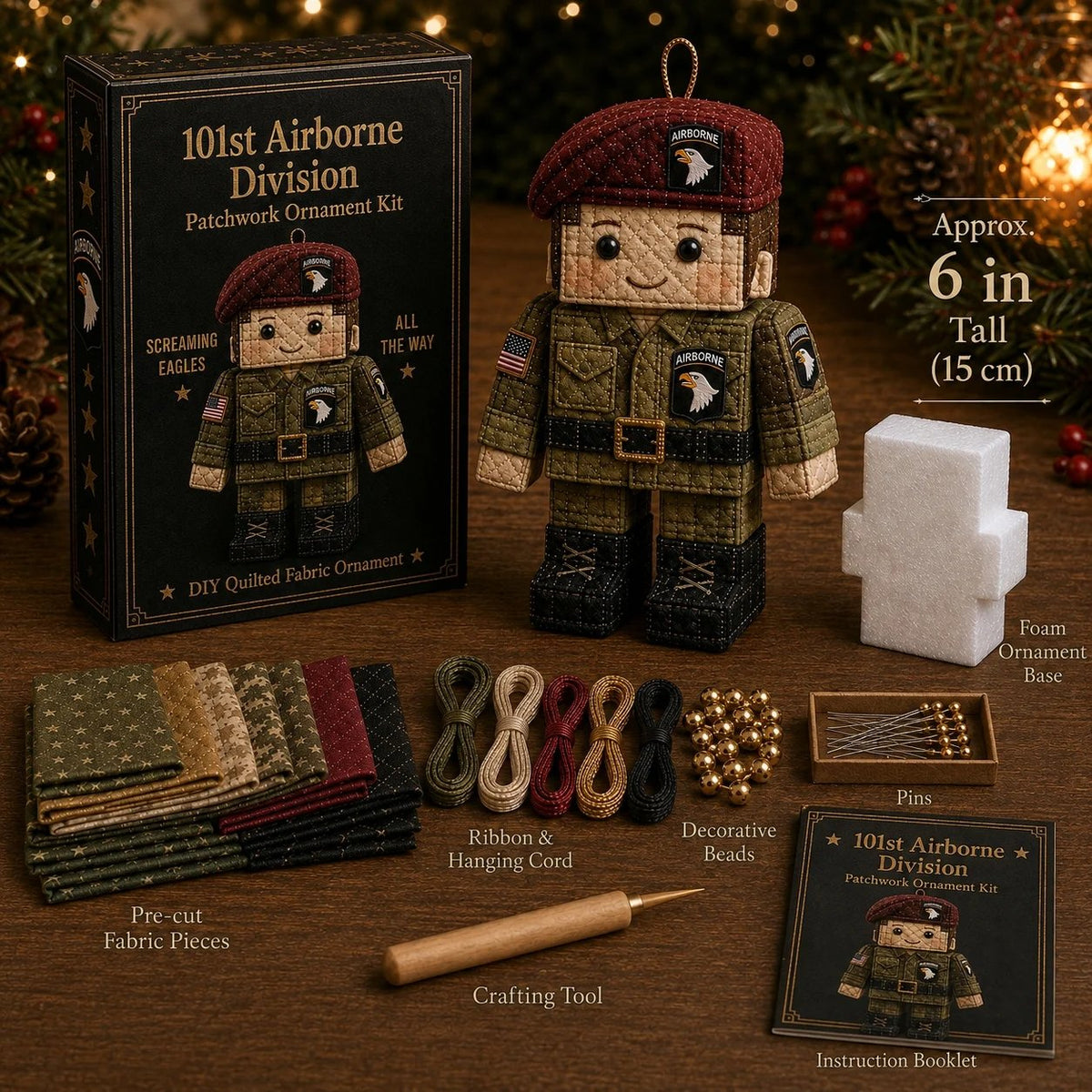 U.S. Army Airborne Paratrooper Patchwork Ornament DIY Kit