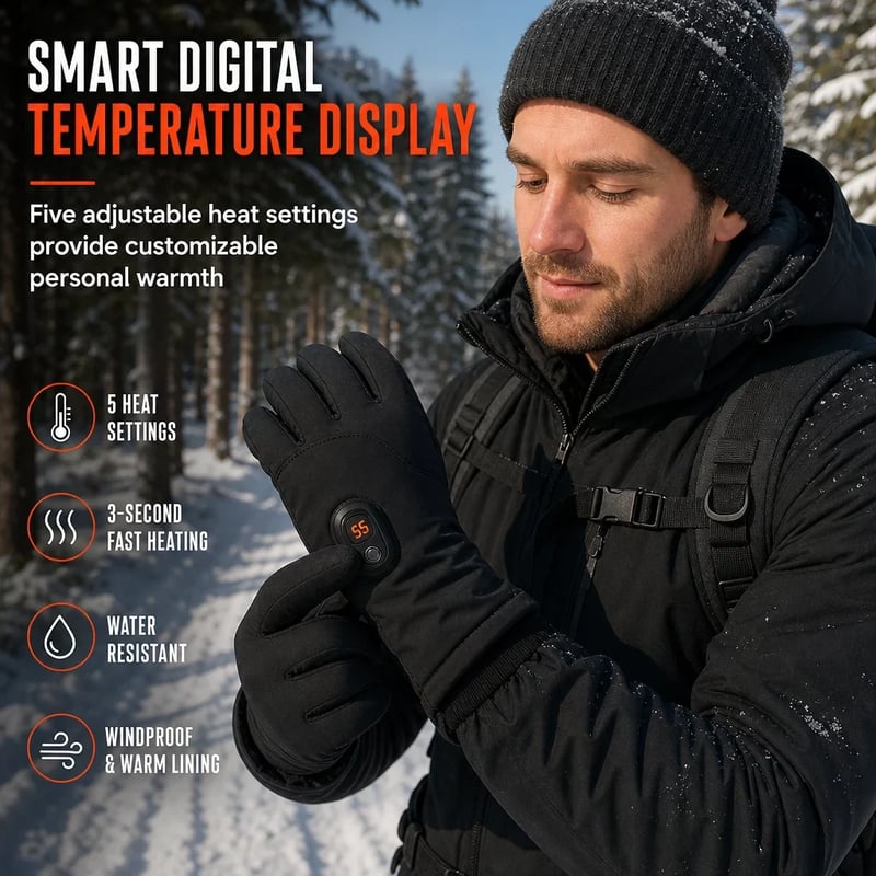 Electric Heated Gloves — Touchscreen & 5-Level Heat Control