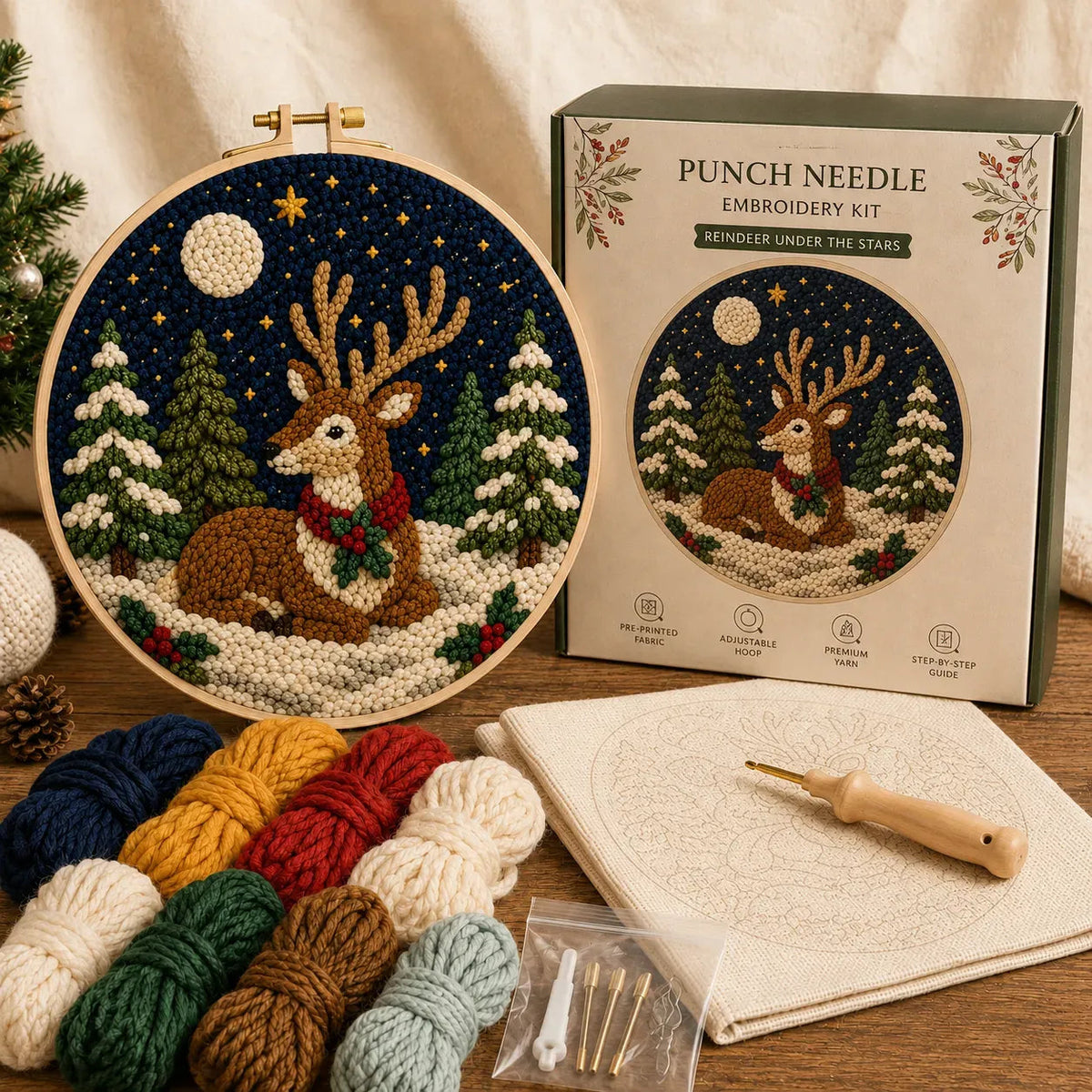 Beginner-Friendly Christmas Punch Needle DIY Kit