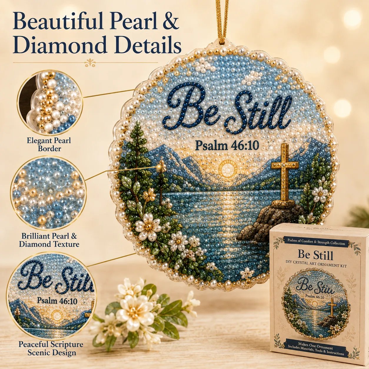 Beginner-Friendly Scripture Pearl Diamond Art Ornament DIY Kit