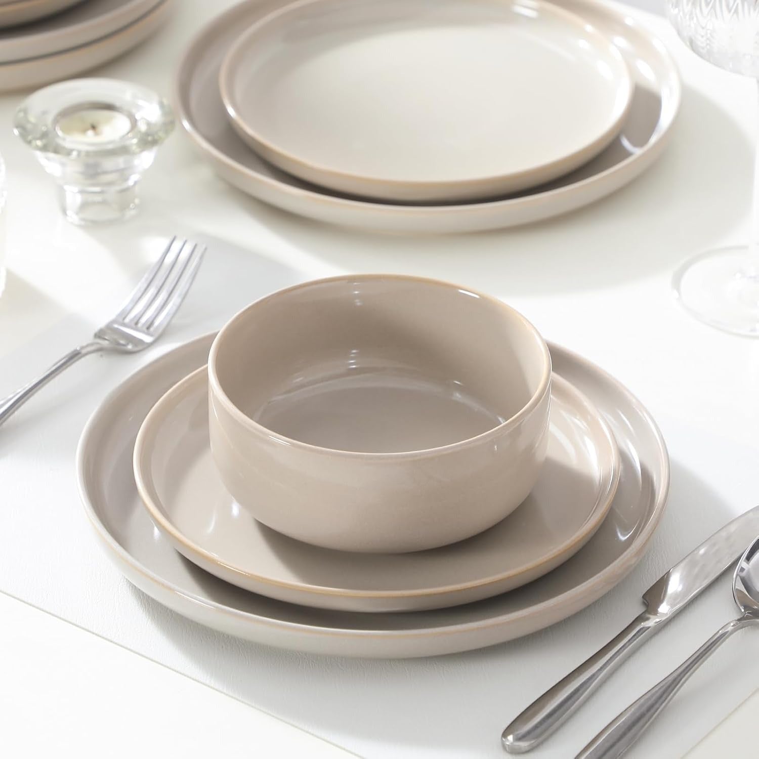 Modern Everyday Grey Reactive Glaze Dinnerware Set