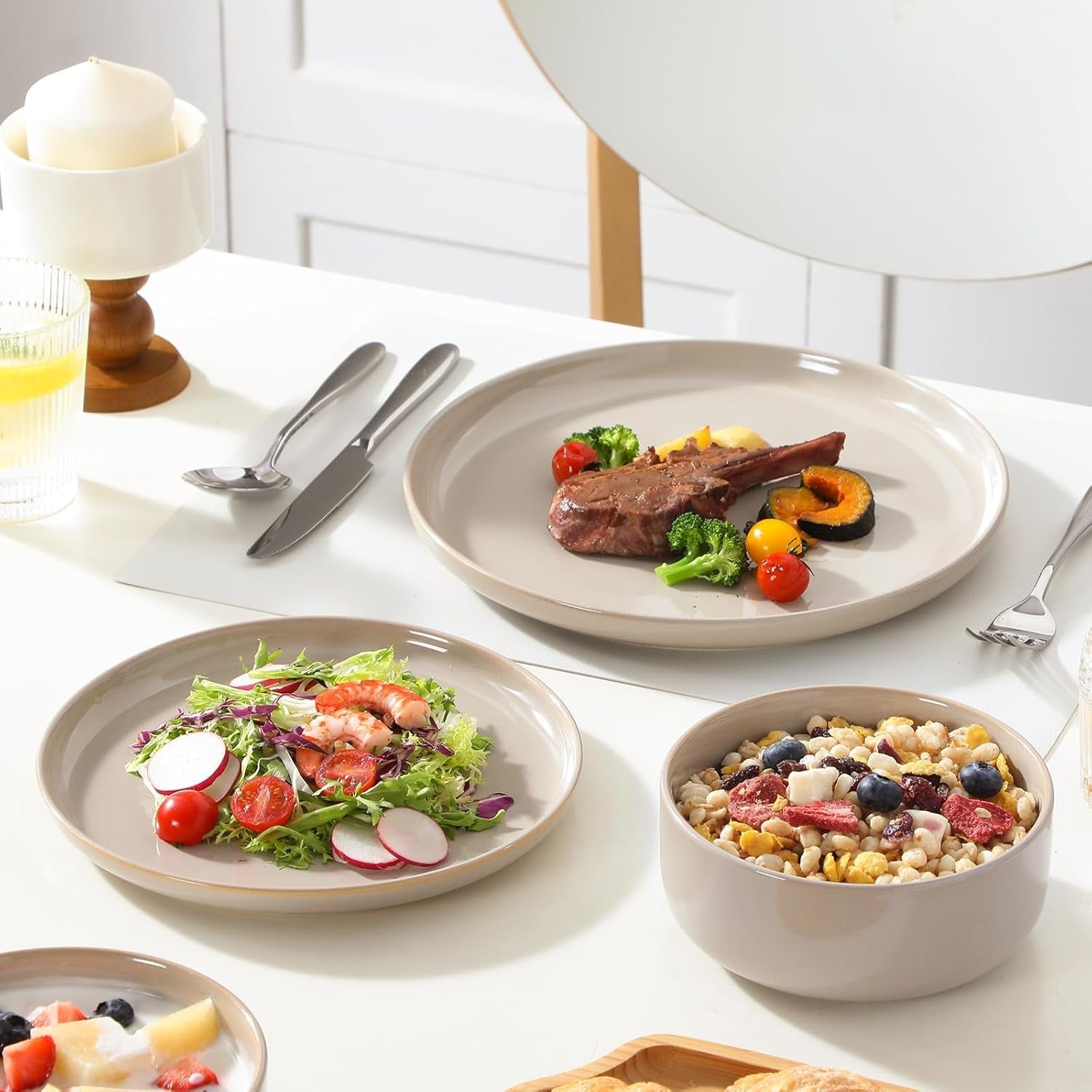 Modern Everyday Grey Reactive Glaze Dinnerware Set