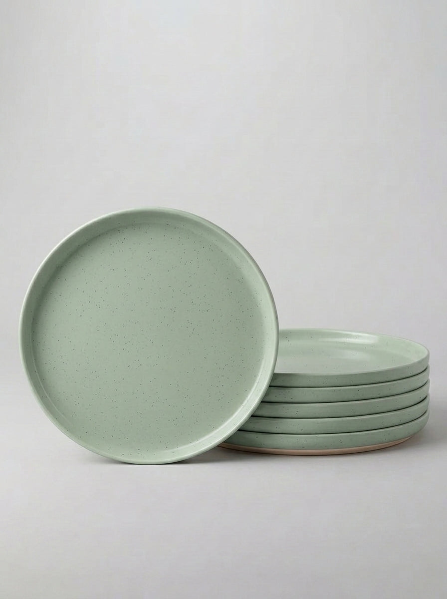 Milky Brown Stoneware Dinner Plates with Rustic Speckled Finish