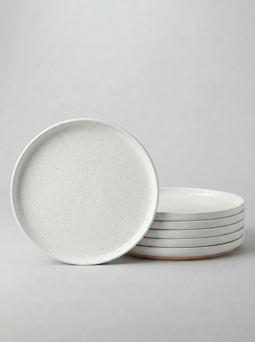 Milky Brown Stoneware Dinner Plates with Rustic Speckled Finish