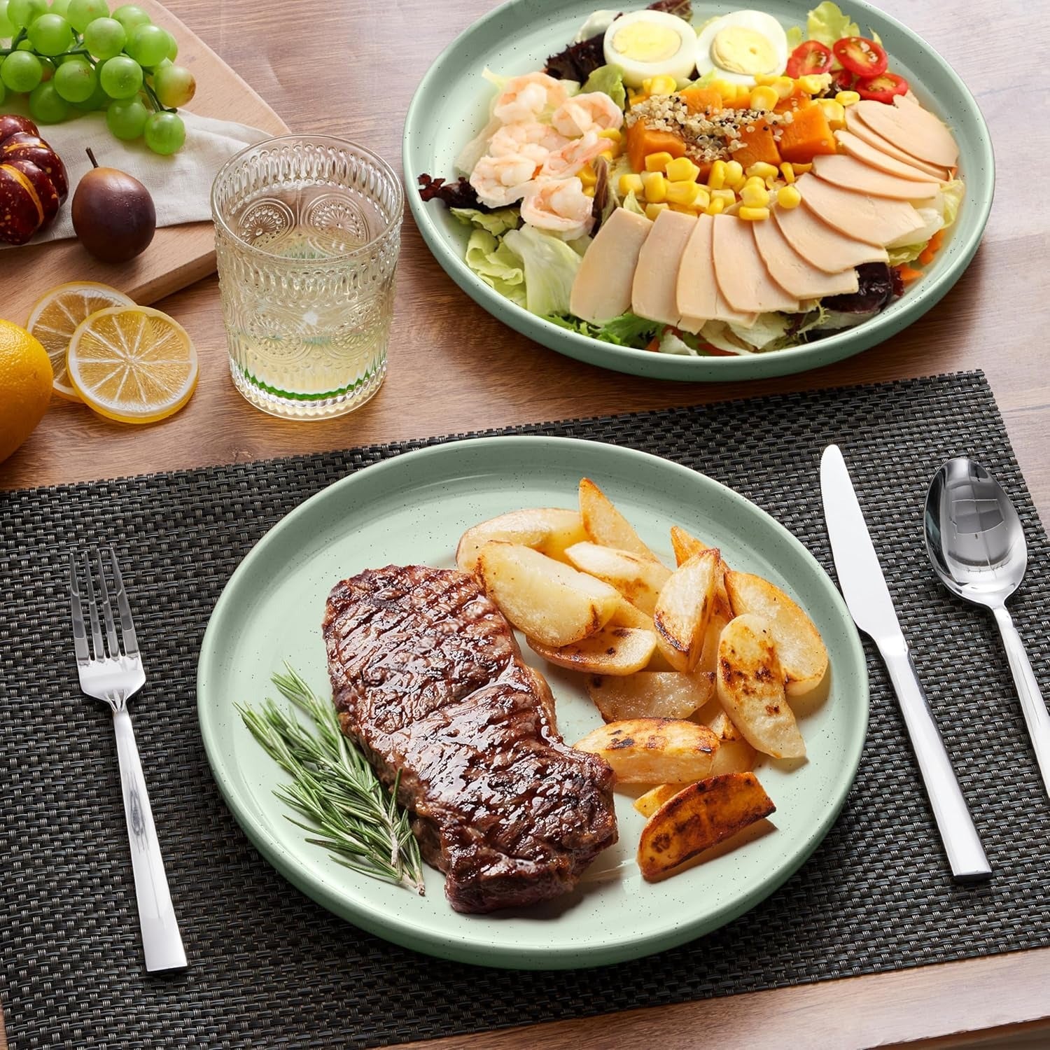 Milky Brown Stoneware Dinner Plates with Rustic Speckled Finish