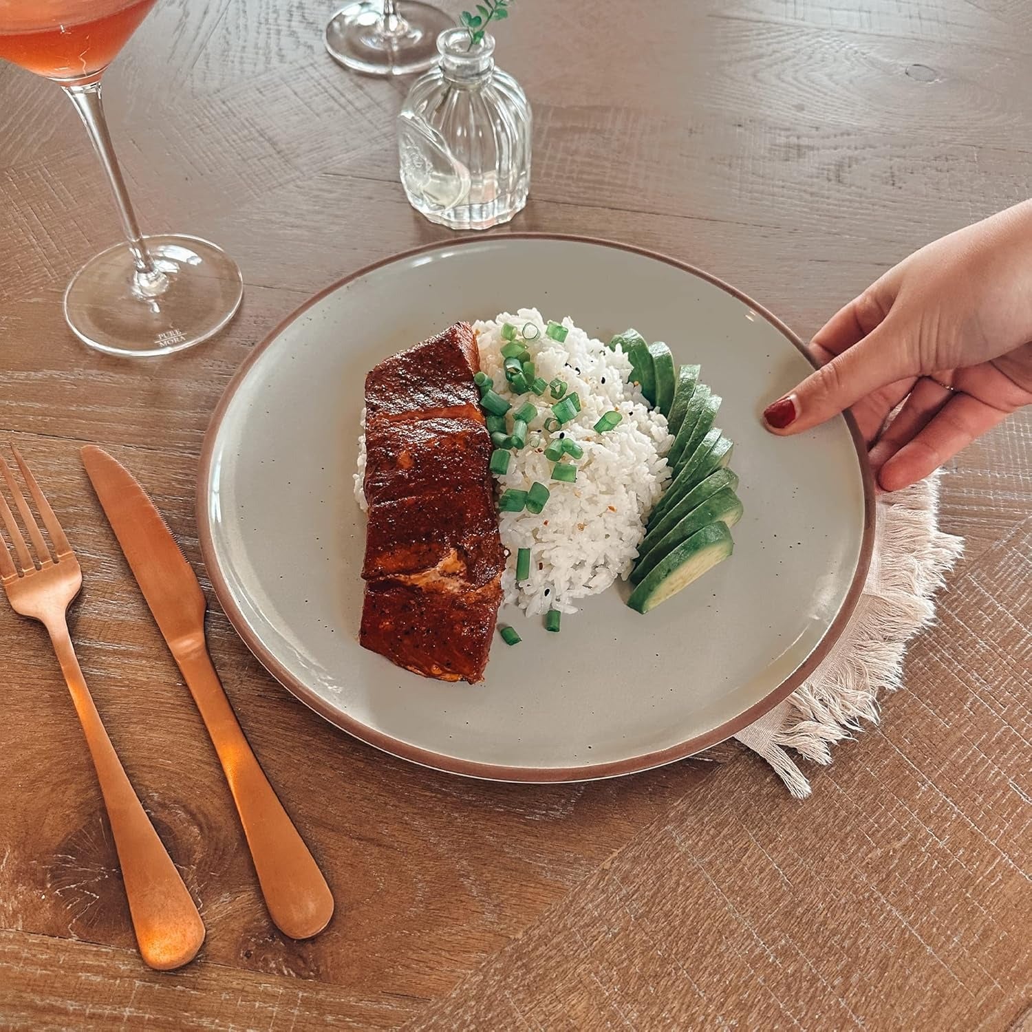Modern Rustic Earl Grey Ceramic Dinner Plates
