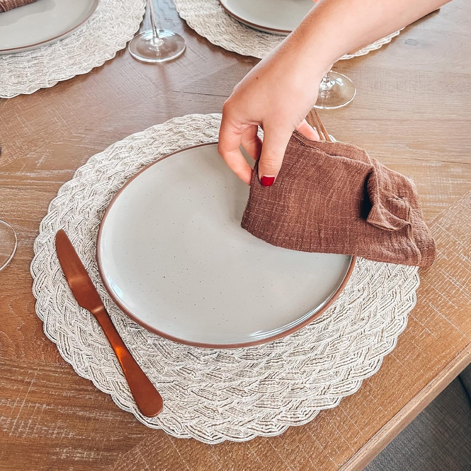Modern Rustic Earl Grey Ceramic Dinner Plates