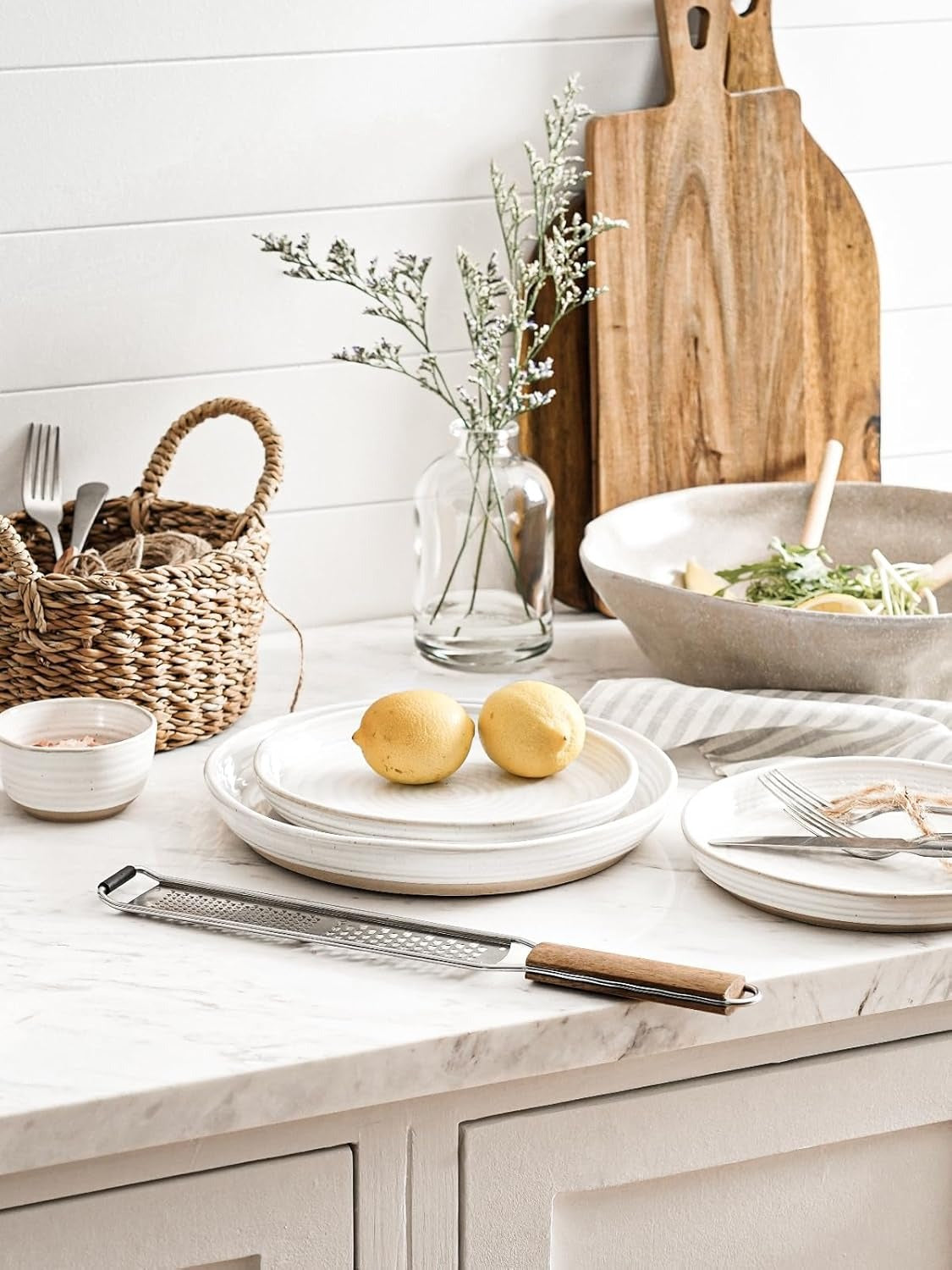 Arctic White Ceramic Dinner Plates with Modern Spiral Texture