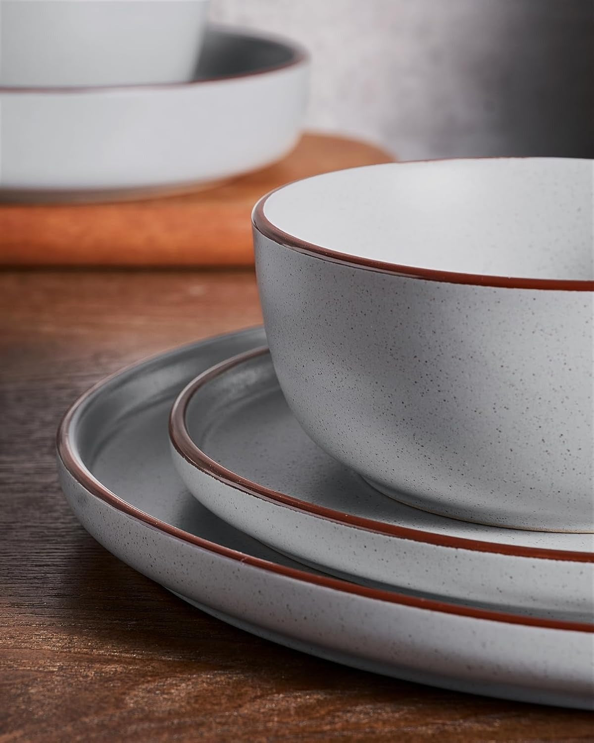 Speckled Artisan Finish Dark Grey Stoneware Dinnerware Set